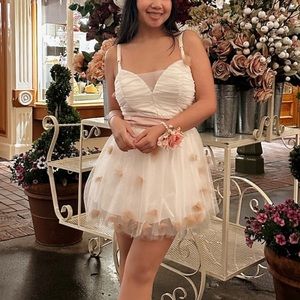 High school musical prom white tulle flower dress